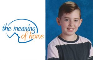 logo & child (Grade 6 student Bensen Wilmer of Victoria, British Columbia, winner of the 2016 Genworth Canada Meaning of Home contest)
