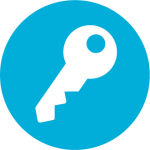 icon of a white key on a blue background